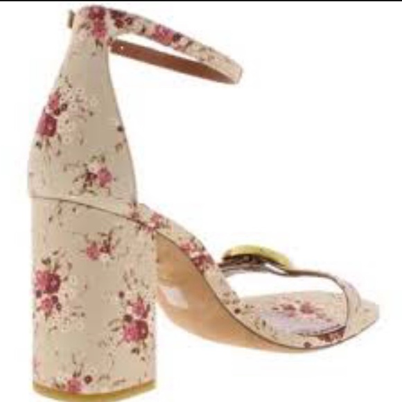 NEW Coach Tan Floral Block Heel sz 9.5 - Picture 4 of 5